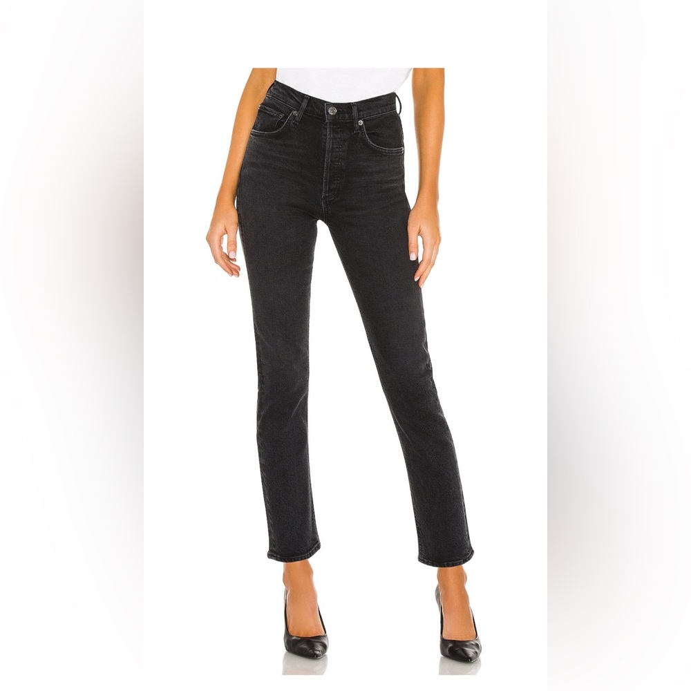 AGOLDE Riley High Rise Straight Crop in Panoramic (black, 26)